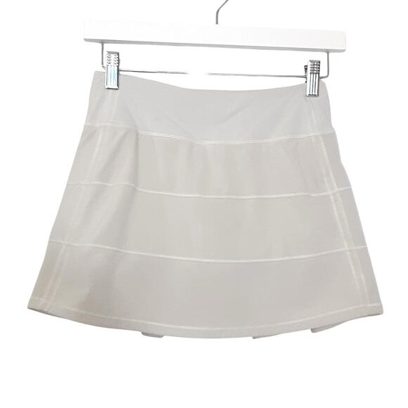 Lululemon Pace Rival Skirt Reg Cream Mid Rise Layered Tennis Skort Womens 2 Golf - Picture 1 of 9